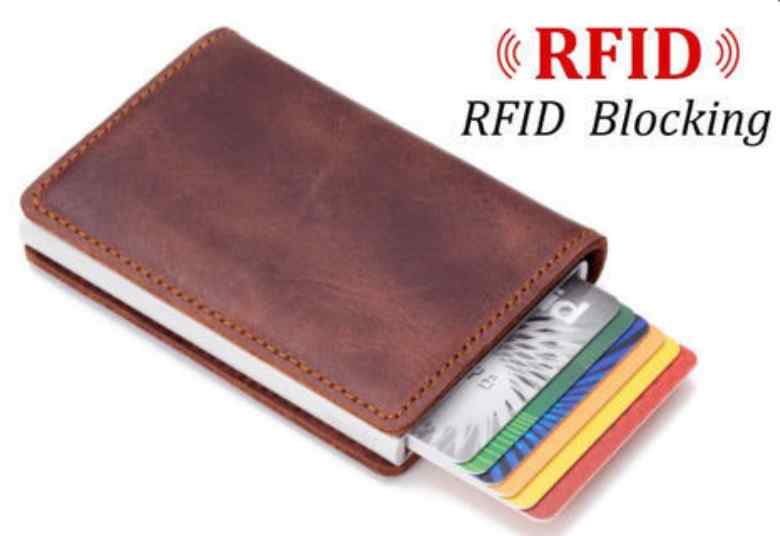 RFID Blocking Leather Credit Card Holder