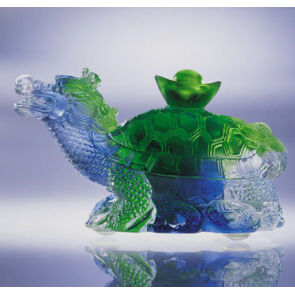 Liuli Paper Weight - Auspicious Dragon Turtle (寿富& Liuli Paper Weight - Auspicious Dragon Turtle (寿富&
