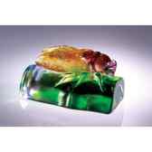 Liuli Paper Weight - Bamboo and Fly (竹报平 Liuli Paper Weight - Bamboo and Fly (竹报平