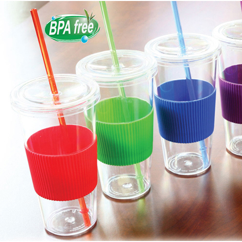 Single wall Plastic BPA Free tumbles with Silicon Sleeve (24oz) Single wall Plastic BPA Free tumbles with Silicon Sleeve (24oz)