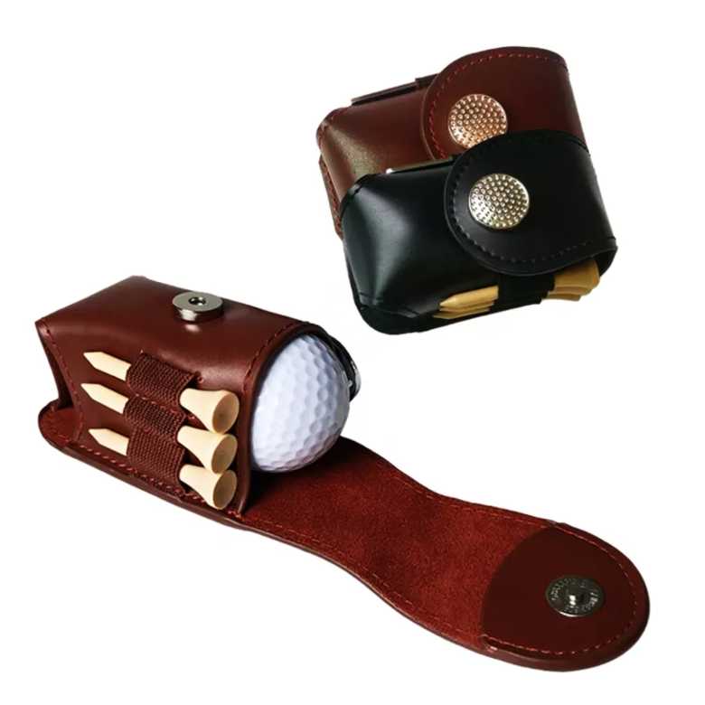 Genuine Leather Golf balls Pouch with Tees and Golf Balls