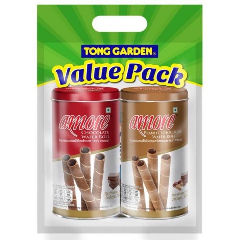 Amore Wafer Roll Twin Pack Value Pack (Chocolate + Peanut Chocol