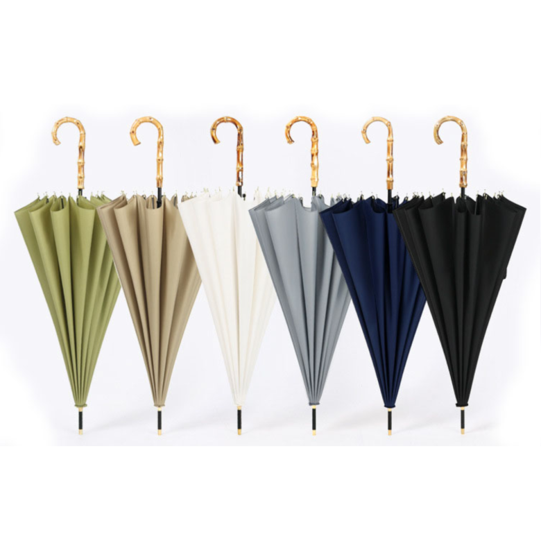 Windproof fibreglass ribs umbrella with bamboo handle [23 in]