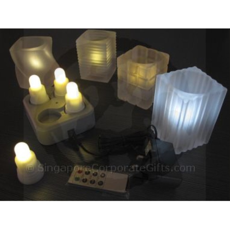 Rechargable 4 Super Bright LED Candle (Single Colour)-remote