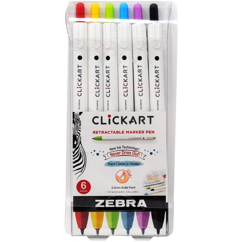 ZEBRA Click Art Retractable Marker Pen Set (6 pcs)