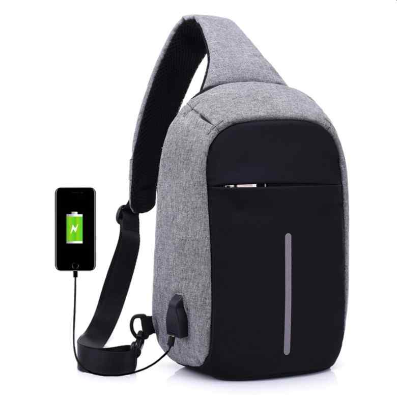 Anti-theft Crossbody Canvas Sling Bag with USB