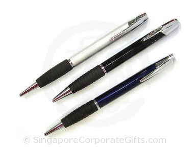 Metal Ballpen With Black Rubber Grip