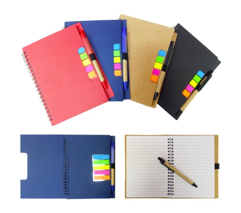 Eco-Friendly A5 Notebook with sticky tabs and pen