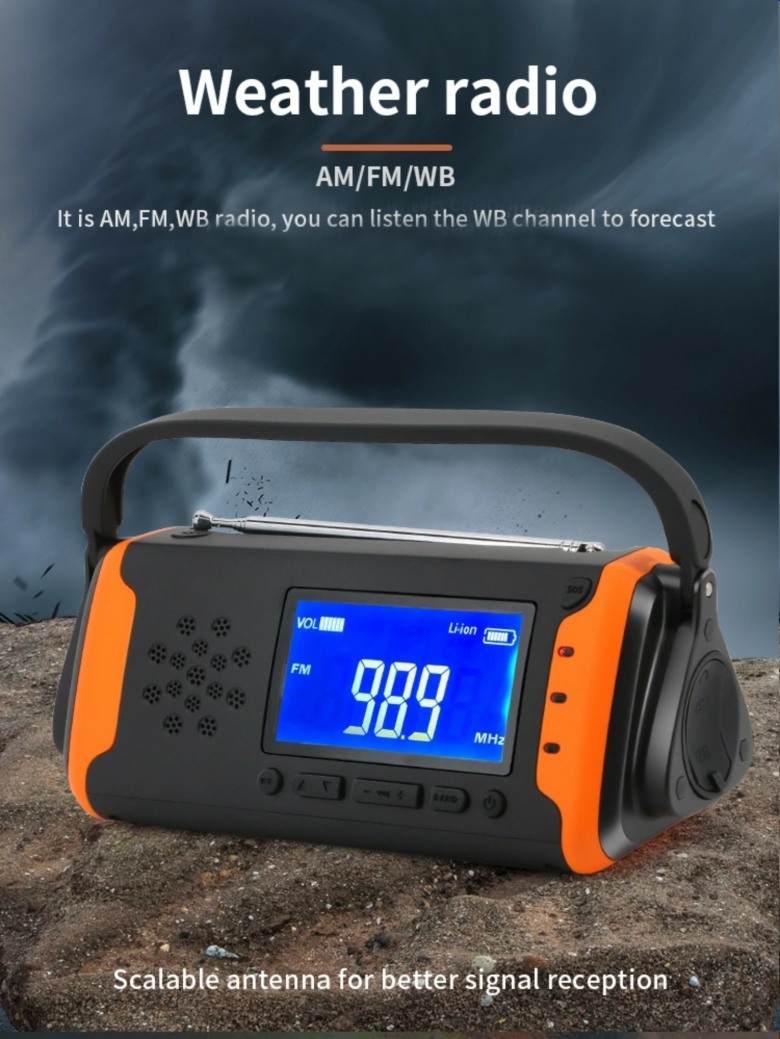 Emergency AM, FM, SW radio (solar, hand cranked)