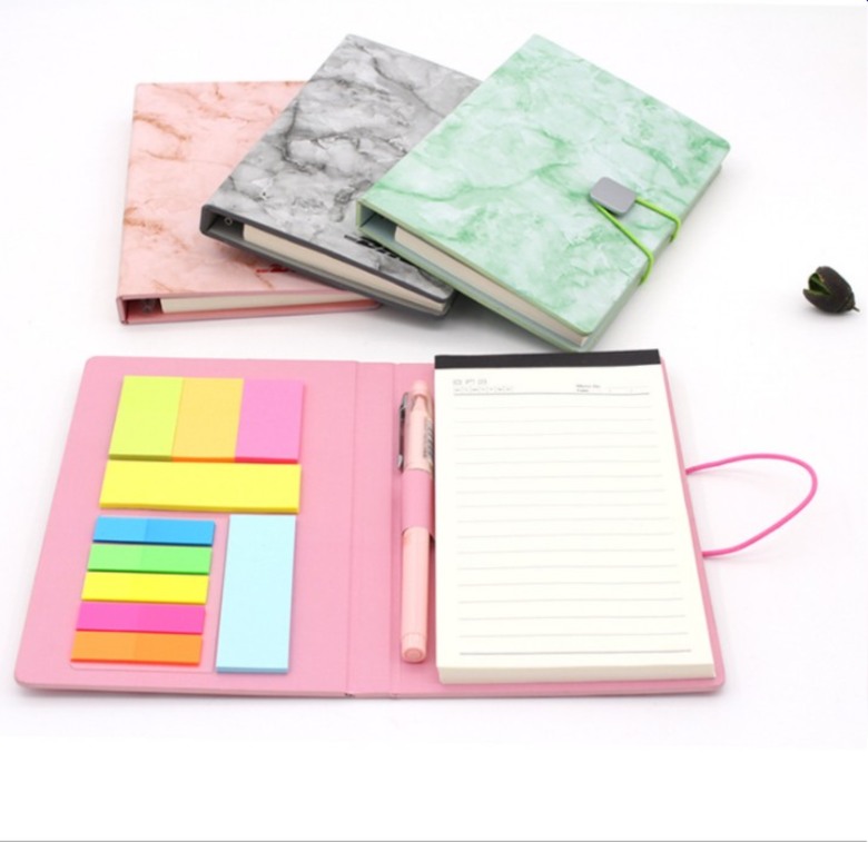 Hard Cover Sticky memo pad with notebook and pen