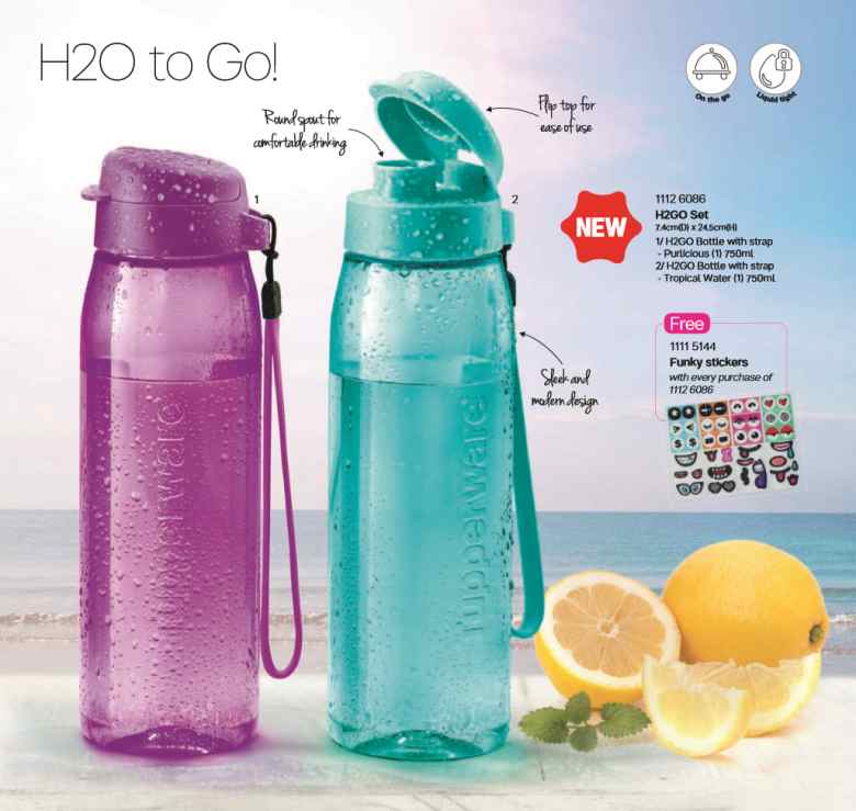 Flip Top Water Bottles (H2O To Go!) 750ml