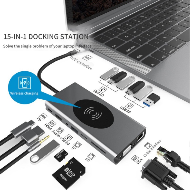 Wireless Charger with Docking Station (15 in1)