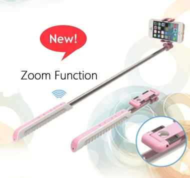 Selfie MonoPod with bluetooth shutter and zoom function