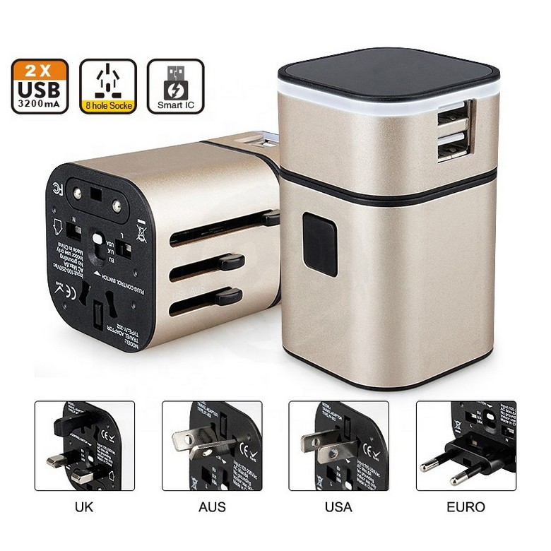 Trave Adaptor with LED Logo [2 USB]