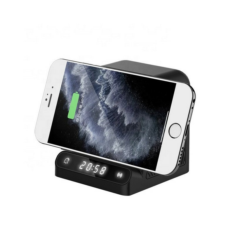 15W Wireless Fast Charger with PT Speaker and Alarm Clock