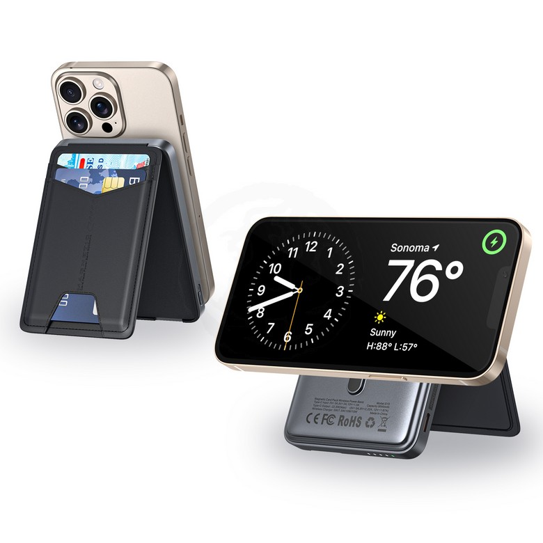 Magnetic Powerbank with Leather Card Holder [5000mAh]