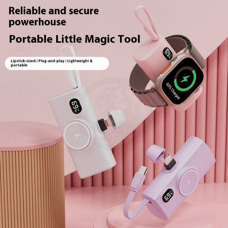 Mini Powerbank with Wireless Watch Charger [500mAh]