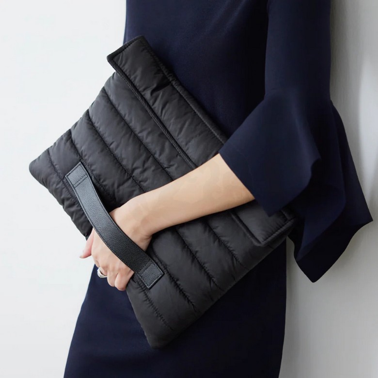 Puffy Laptop Sleeve with Leather Strap