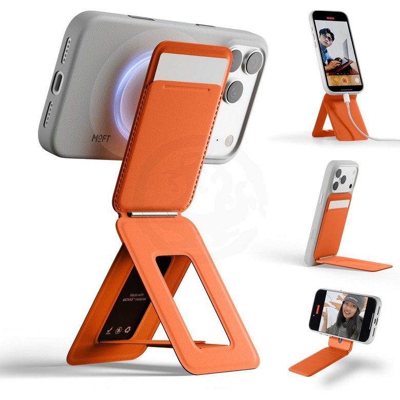 Magnetic Leather Phone Stand with Card Holder