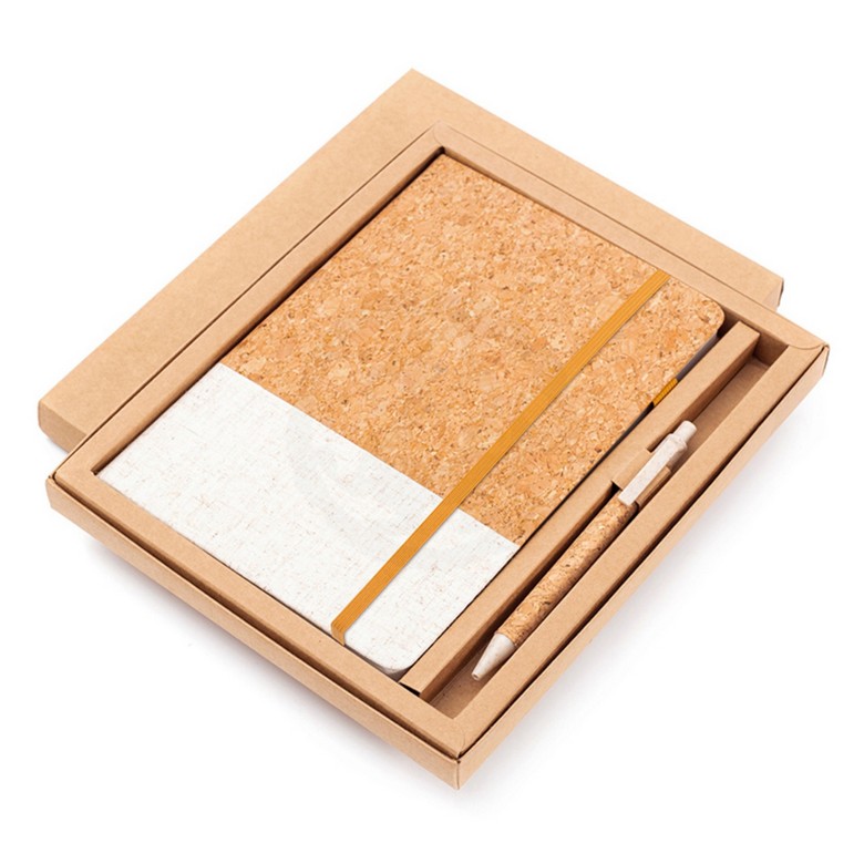 Eco-Friendly Recycled Cork Cover Notebook with Pen