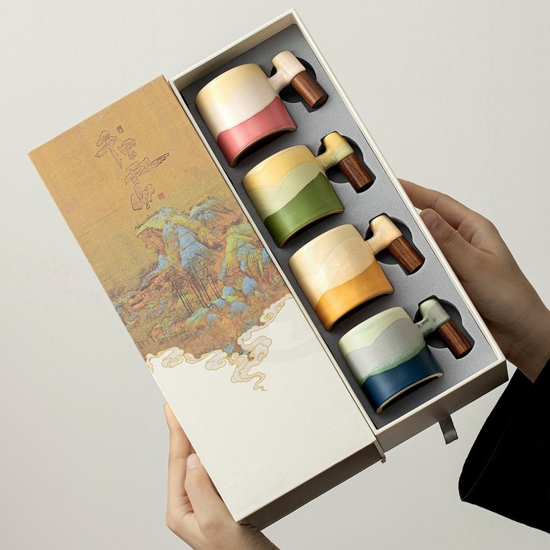 Yuanshan Ceramic Cup with Handle set [80 ml]