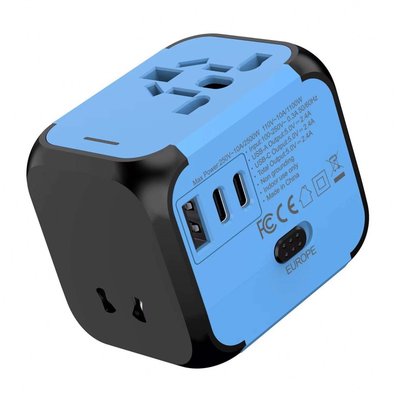 Travel Adaptor with 2 Type C USB, 2 fuse