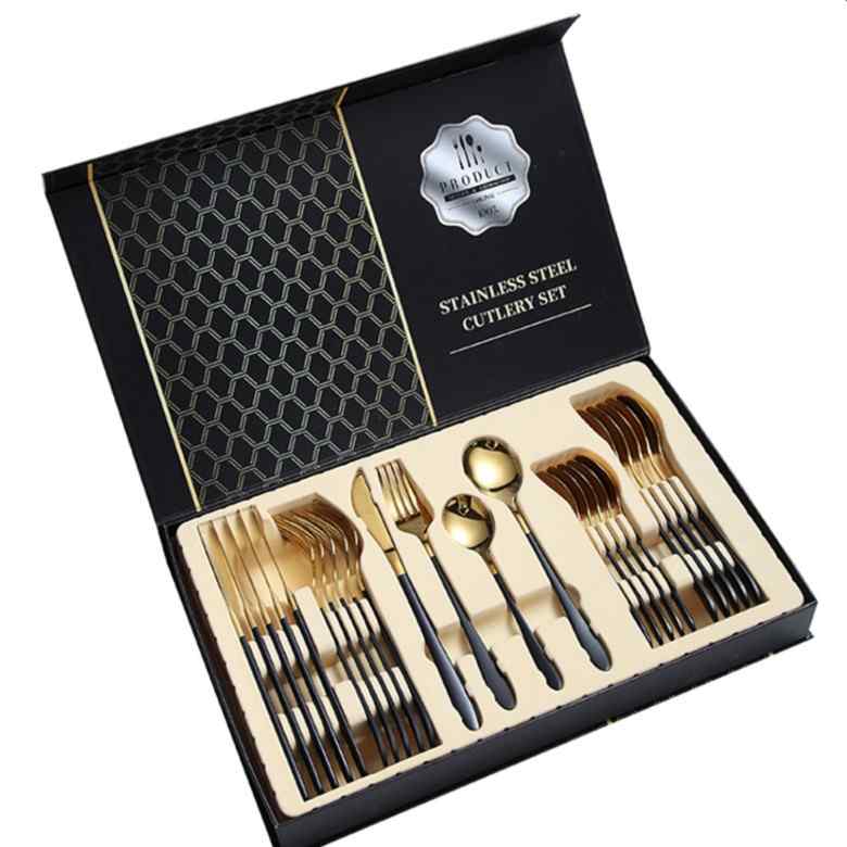 24 Piece Besteck Cutlery Set with Wooden Box