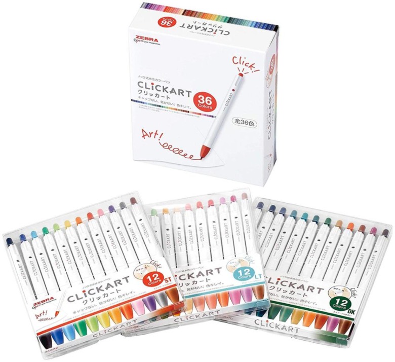 ZEBRA Click Art Retractable Marker Pen Set (36 pcs)