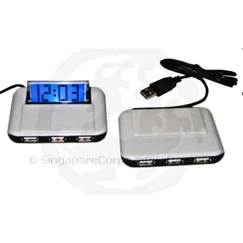 USB Hub with Clock and Blue Light