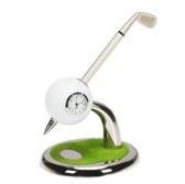 Golf Ball Pen Holder with clock and base Golf Ball Pen Holder with clock and base
