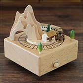 Village and Car Wooden Music Box Village and Car Wooden Music Box